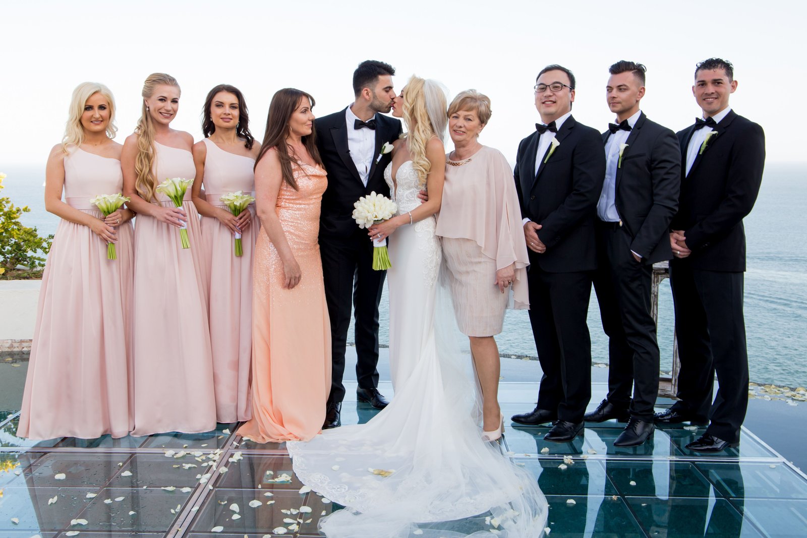 Bridal Party photo session after Wedding Ceremony at Villa la Roca Pedregal Los Cabos