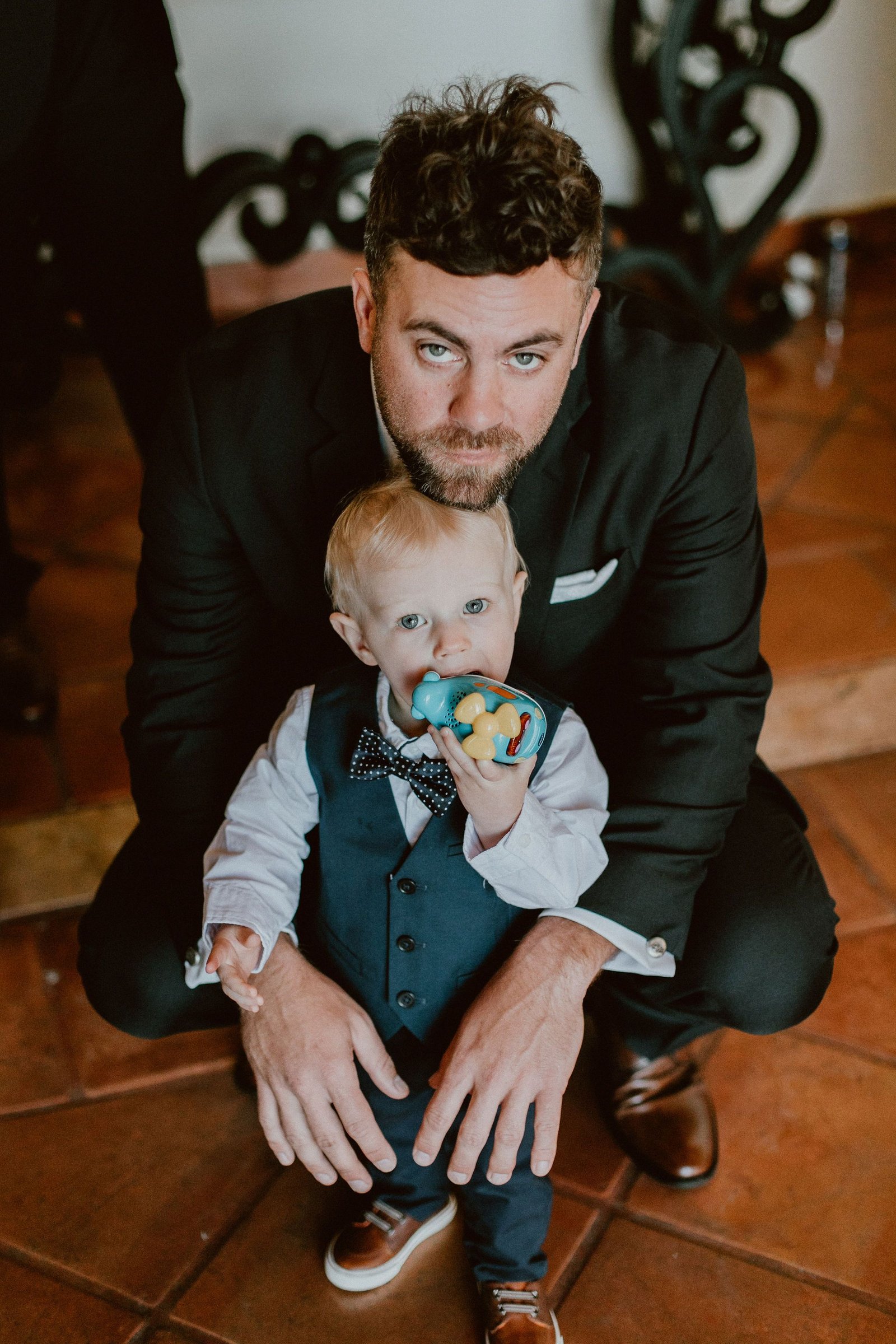 Bride and Grooms son with the Groom's Best Man, Matthew. Ryker was the cutest little ring bearer ever.