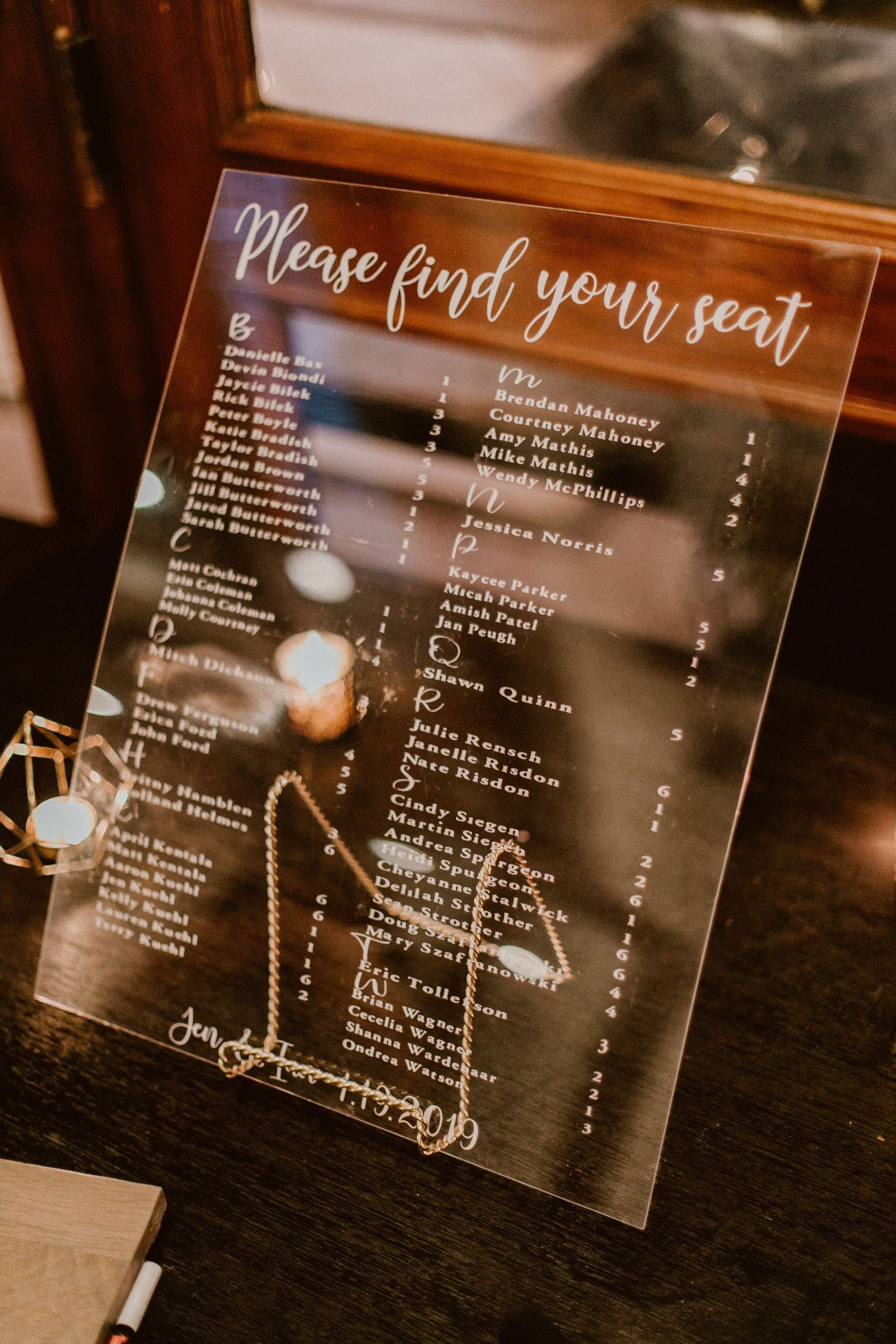 Guest signing chart for guests to find their seats. Wedding venue at Cabo del Sol. Wedding Planning by Cabo Wedding Services.
