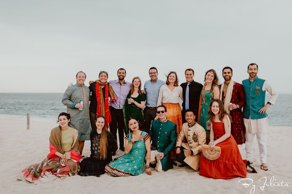 Guests of the Bride and Groom at the Sangeet that took place at Hilton Los Cabos. The Sangeet was right on the beach and the weather was perfect. We did a little bonfire with s'mores and had a great time. Wedding Planning was done by Cabo Wedding Services.