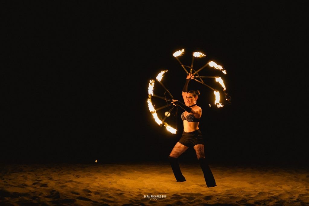 Fire dancers doing a show at Destination Wedding in Los Cabos, Mexico