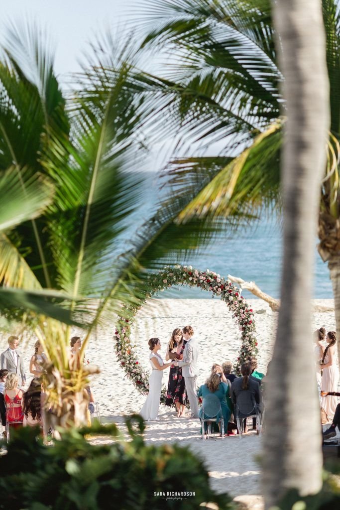 Photography from afar, of wedding Ceremony in Los Cabos, Mexico. Perfect Destination Wedding Location in Mexico.