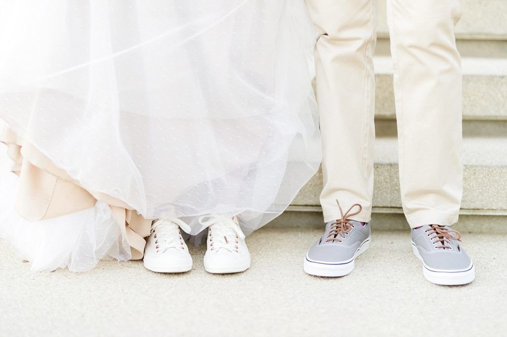 Bride and Groom wearing Converse All Start shoes for comfort. Our Bride, Heather, was definitely not a typical Bride. She was very casual and fun, making sure she was comfortable was a priorit