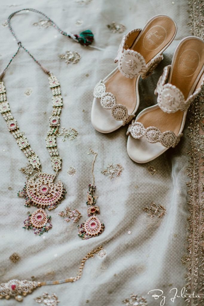 Brides Jewelry and shoes that she wore for her Wedding that took place at Flora Farms