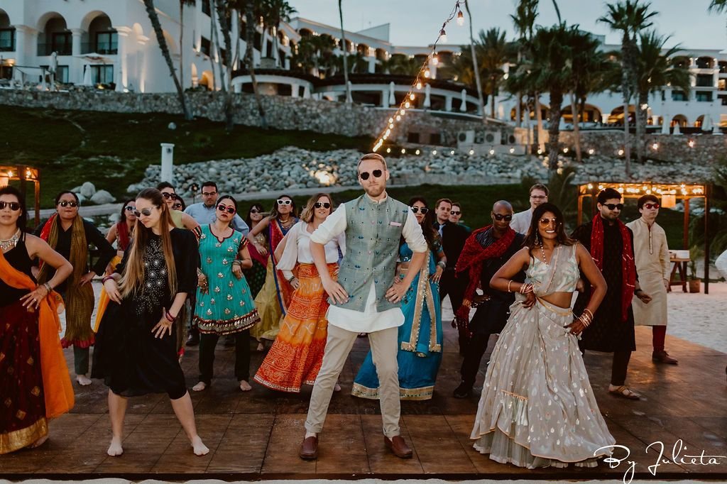 The Groom's side choreographed a dance  on the Sangeet night.