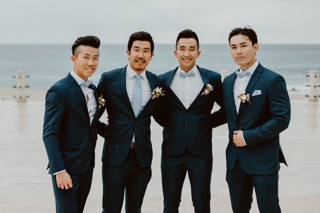 Groom with his groomsmen posing for a photo at Solaz Los Cabos. One of my favorite Wedding Venues in Los Cabos. Wedding Planning was done by Jessica Wolff from Cabo Wedding Services