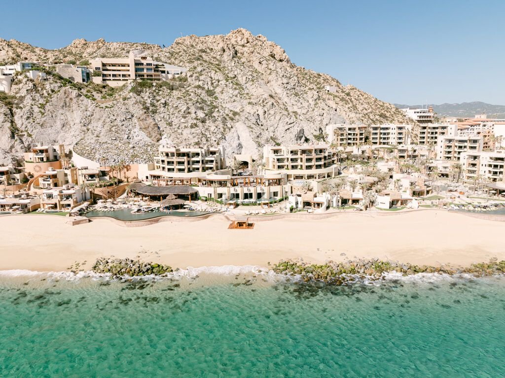 Waldorf Astoria aerial view from a wedding planned by Cabo Wedding Services in Los Cabos Mexico. Destination Wedding Planning company based in Los Cabos Mexico